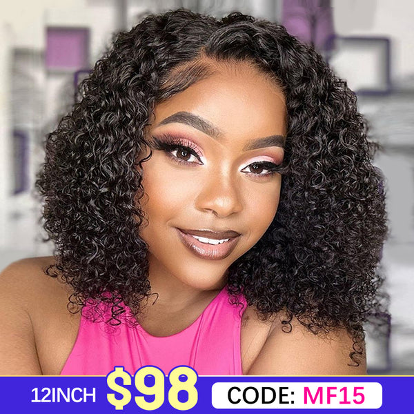 MORE FACE Quick Install Wear Go Glueless Wig Kinky Curly Bob Wig 6x4 HD Pre-Cut Lace wigs Ready to Wear