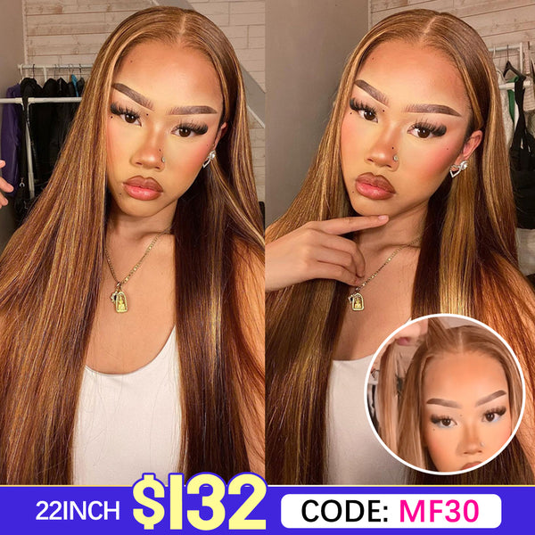 MORE FACE 30inch Straight Highlight Wig 6x4 Pre-Cut Wear Go Glueless Wig Beginner Friendly