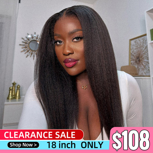 Clearance Sale Kinky Straight 4*6 Pre Cut HD Lace Wear Go Glueless Lace Closure Wig 180% Density