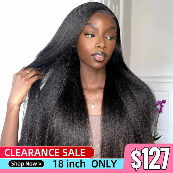 Clearance Sale M-Cap Wear Go 9x6 Kinky Straight HD Lace Glueless Wig Pre Bleached Tiny Knots Wig