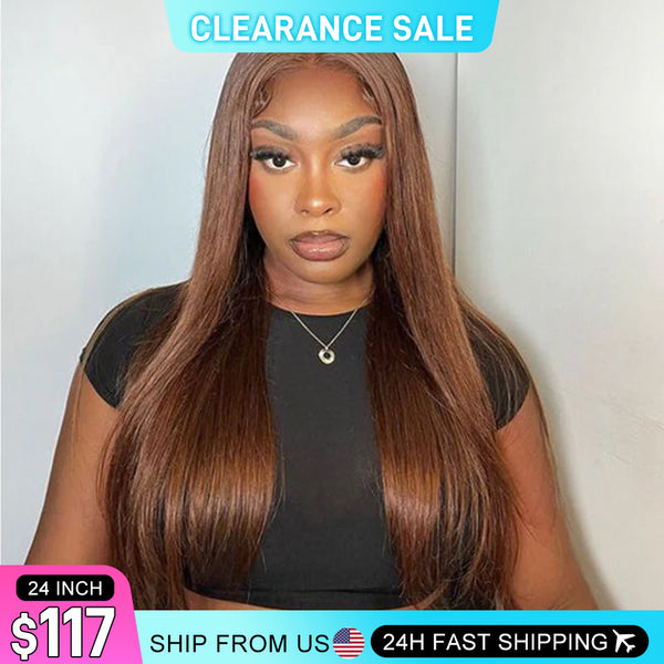 MORE FACE #4 Chocolate Brown Straight Wear Go Glueless Wig 4x4 Pre-cut Glueless Human Hair Wig