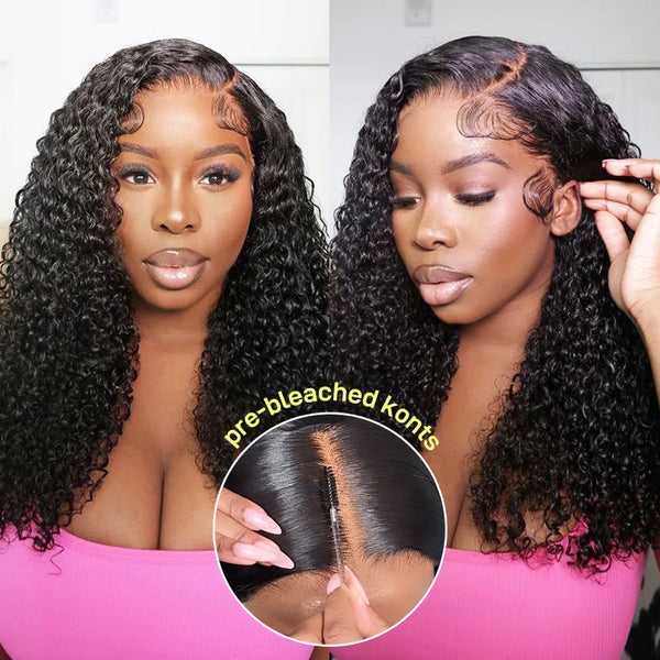 MORE FACE Pre-Bleached Knots Kinky Curly Wig 6x4 Pre-Cut HD Wear Go Glueless Wig Beginner Friendly