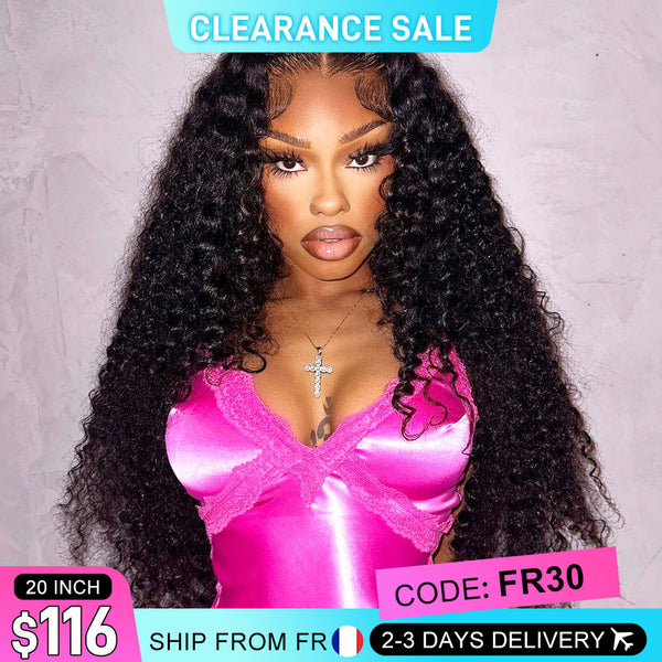 MORE FACE Pre-Bleached Wear Go Glueless Wig 4x4 Pre-Cut Kinky Curly Human Hair Wigs