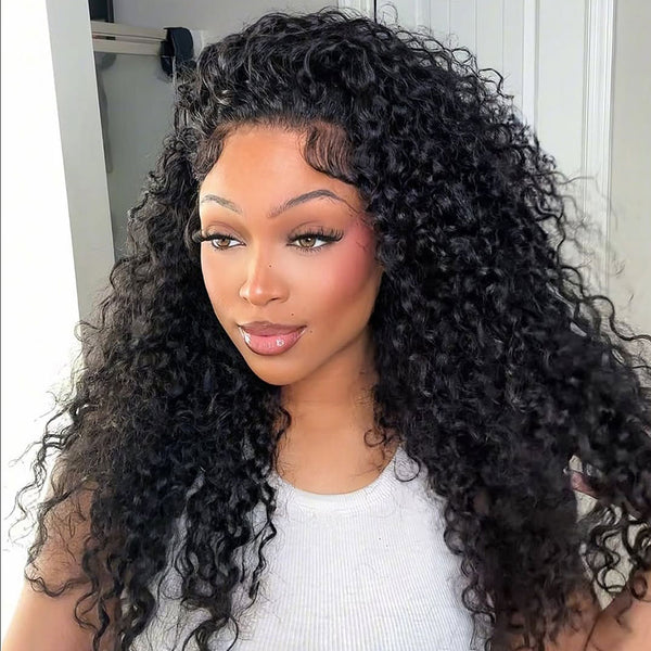 MORE FACE 360 Glueless Wig Water Wave Invisi Drawstring Wear And Go Wig Quick Install Pre-Bleached And Pre-Cut HD Lace Human Hair Wigs Beginner Friendly