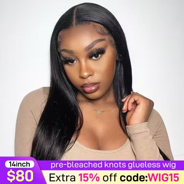 MORE FACE Pre-Bleached Knots Straight Wig Pre-Cut 4x4 Wear Go Glueless Wig Beginner Friendly