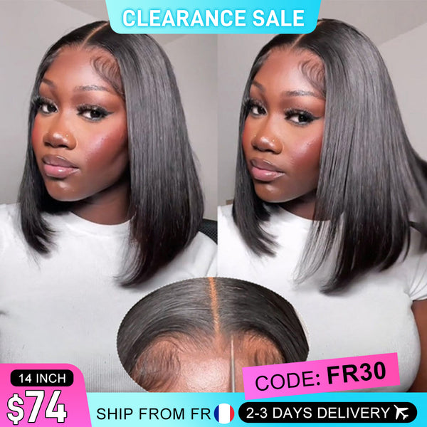 MORE FACE Short Bob Glueless Wig Straight Wear Go wig 6x4 Pre-Cut HD Lace Wig Pre-plucked Human Hair Wigs