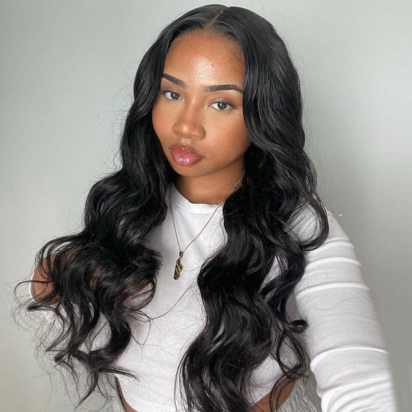 MORE FACE 4x4 Body Wave Lace Closure Wig 100% Human Hair Wigs Prepucked With Baby Hair