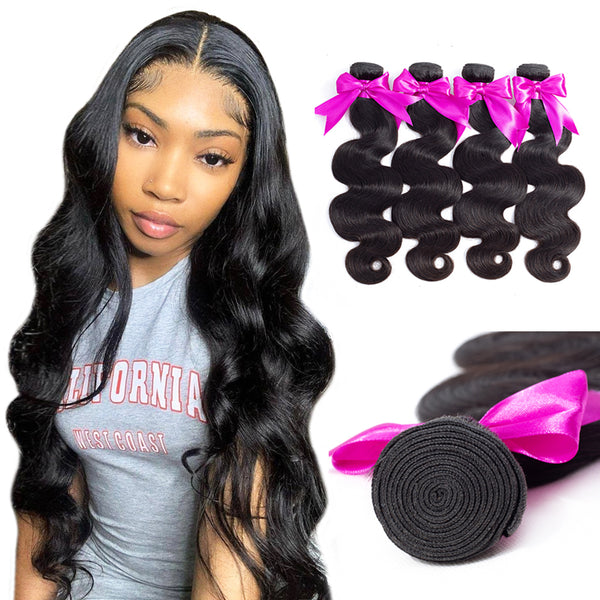 MEER GEZICHT 10A Natuurlijke Kleur Body Wave 4PCS Menselijk Haar Bundels Extensions