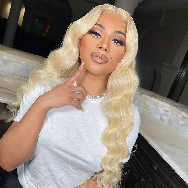 MORE FACE 4x4 Lace Closure 613 Blonde Body Wave Human Hair Wig