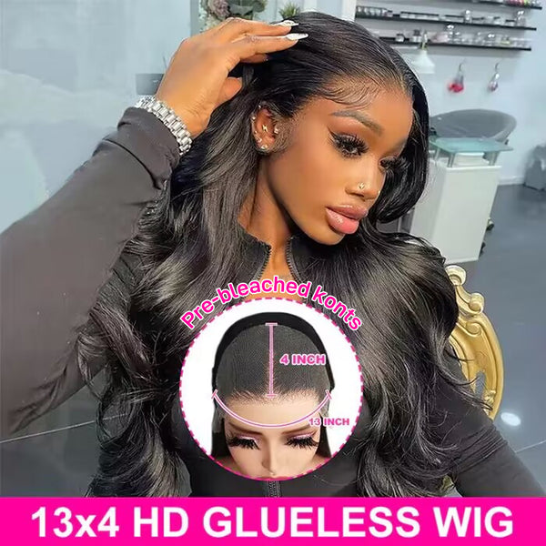 MEER GEZICHT 13x4 Pre-gebleekte knopen Body Wave Pruik Pre-Cut Klaar om te dragen Gaan Lijmloze Pruik HD Lace Front Menselijk Haar Pruiken