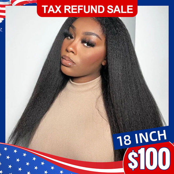 Tax Refund Clearance Sale Kinky Straight Wig 6x4 HD Pre-Cut Wear Go Glueless Wig Ready To Go Yaki Straight Lace Wig