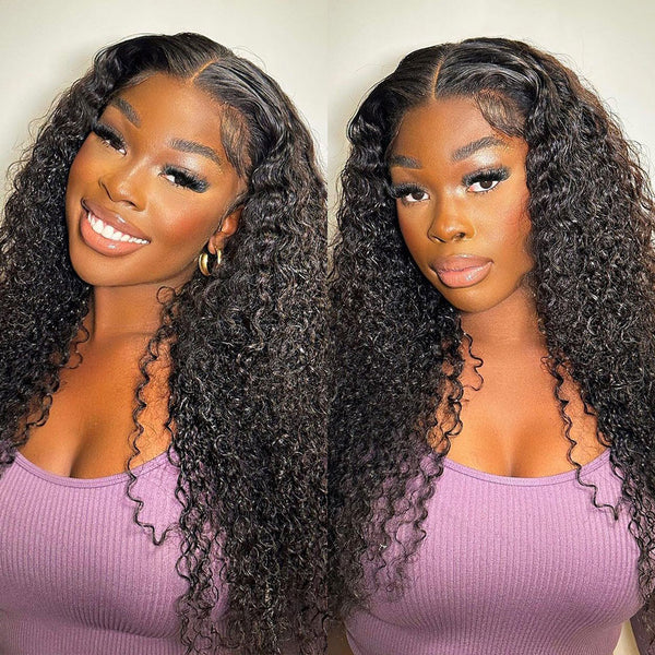 MORE FACE 13x4 Kinky Curly Lace Front Wig Human Hair 200% Density Transparent Lace Frontal Wig