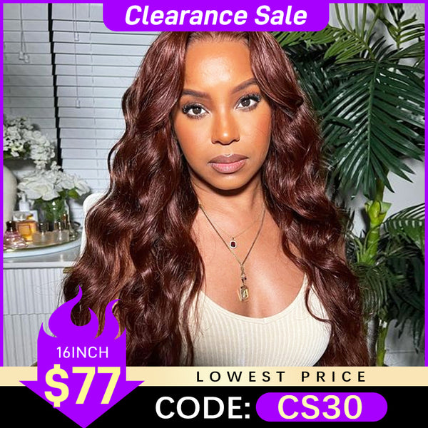 MORE FACE Body Wave Reddish Brown Wig 13x4 Transparent Lace Frontal Human Hair Wigs
